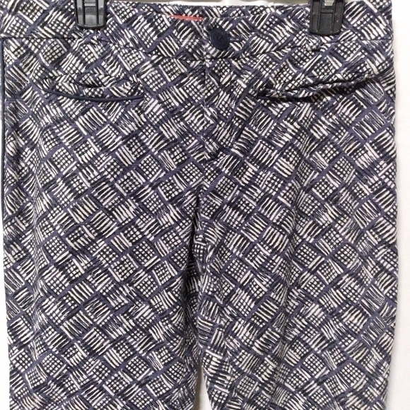 Anthropologie Cartonnier Cropped Pants Blue White Print Size 2 - Picture 2 of 9